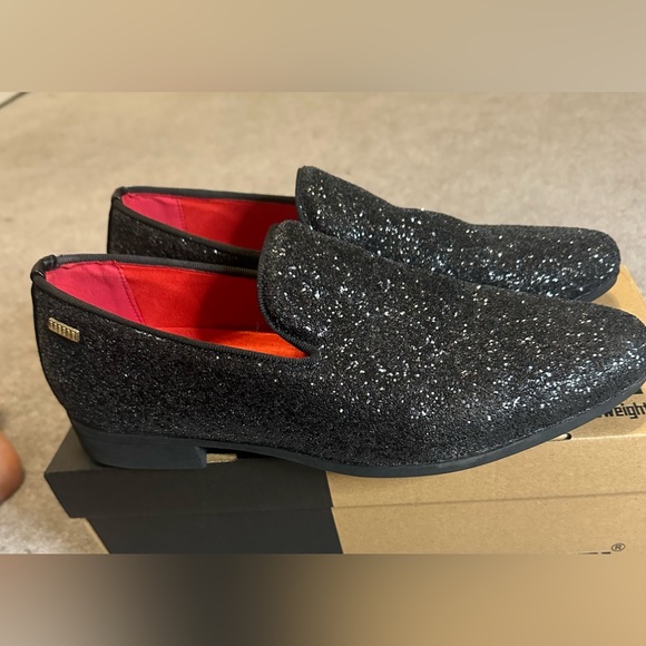 Uubaris mens slip on loafers tuxedo suit shoes sparkly black size 10.5 - Picture 3 of 6